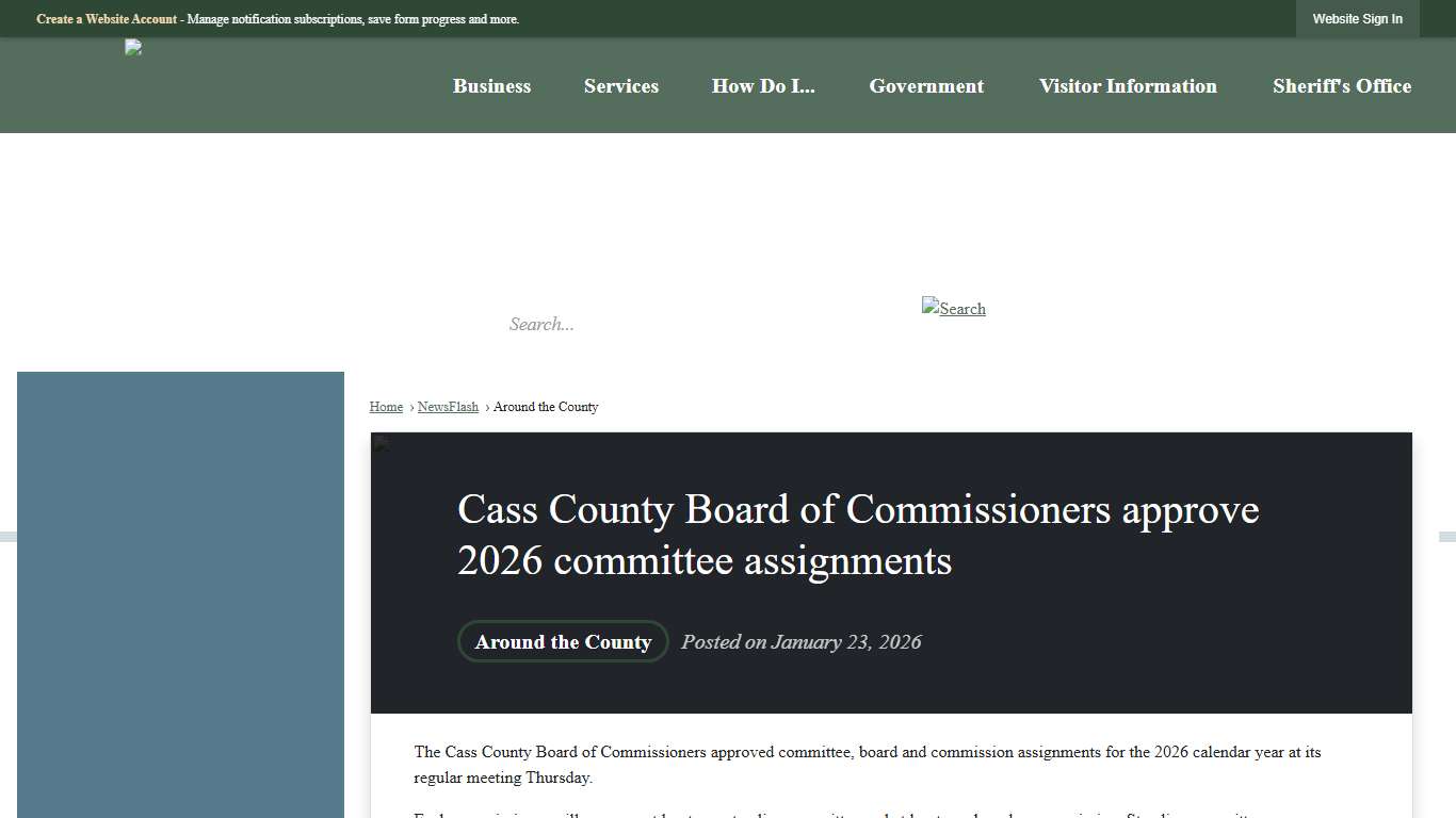 Cass County Board of Commissioners approve 2026 committee assignments • Cass County, MI